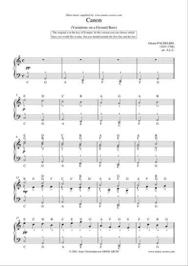 Pachelbel's Canon - Easy Piano