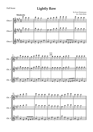 Lightly Row for Oboe Trio