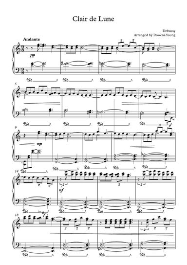 Clair de Lune, Easy Piano