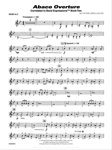 Abaco Overture: 1st F Horn