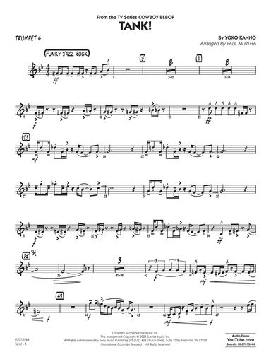 Tank! (from Cowboy Bebop) (arr. Paul Murtha) - Trumpet 4