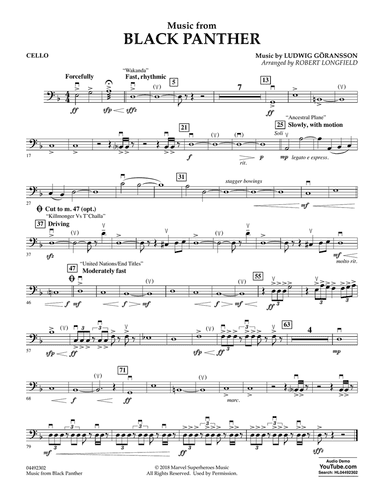 Music from Black Panther (arr. Robert Longfield) - Cello