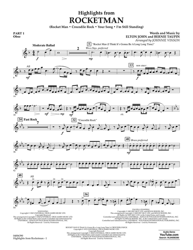 Highlights from Rocketman (arr. Johnnie Vinson) - Pt.1 - Oboe