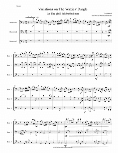 Variations on The Waxie's Dargle (or The girl I left behind me) for bassoon trio