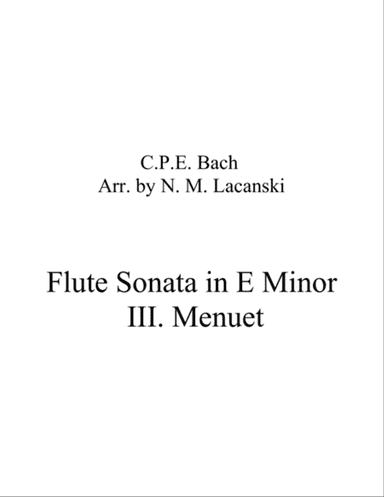 Sonata in E Minor for Flute and String Quartet III. Menuet