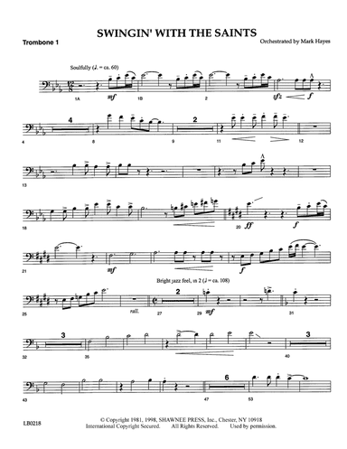 Swingin' With The Saints (arr. Mark Hayes) - Trombone 1