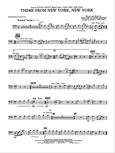 New York, New York, Theme from: 1st Trombone