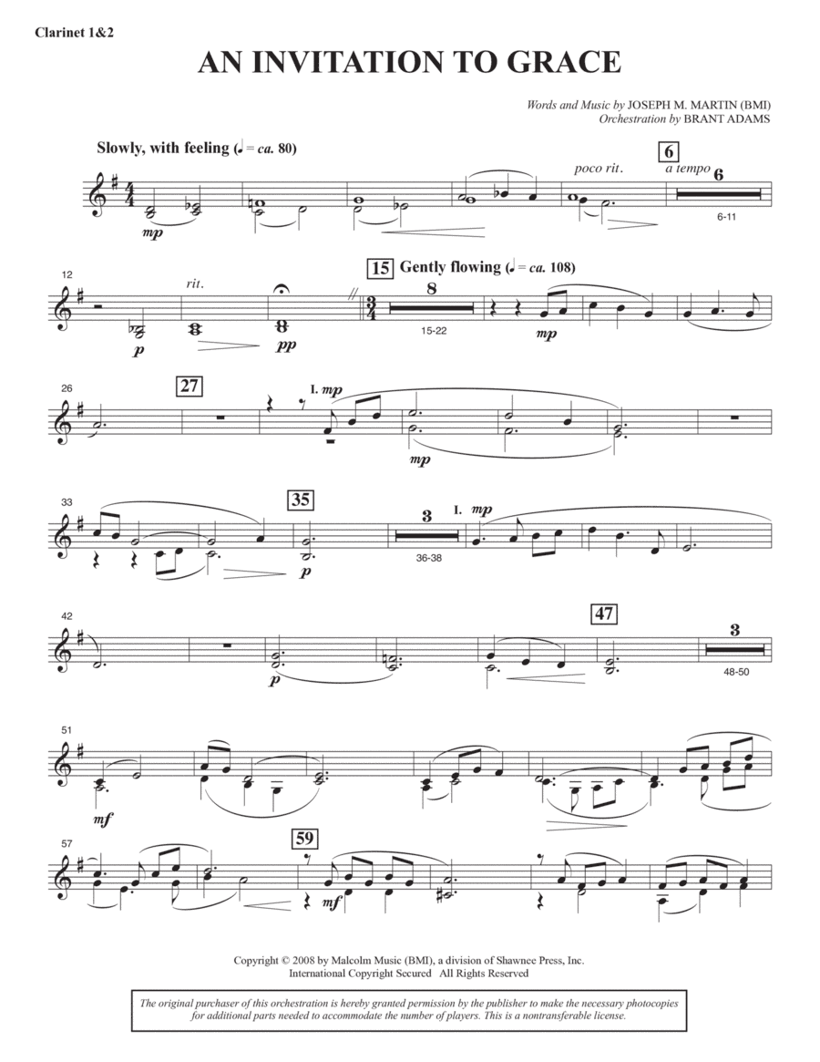 An Invitation To Grace - Bb Clarinet 1 & 2
