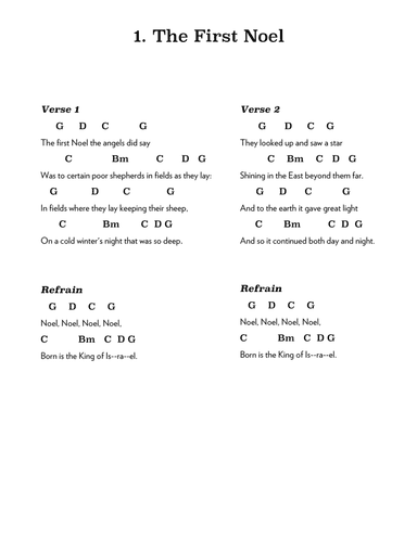 The First Noel (Chord Sheet)