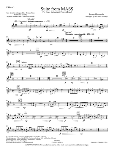 Suite from Mass (arr. Michael Sweeney) - F Horn 2