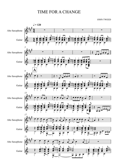 Time For Change for Alto Sax and Guitar