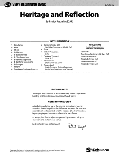 Heritage and Reflection: Score