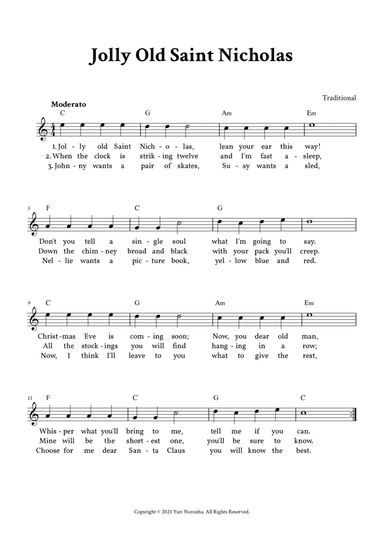 Jolly Old Saint Nicholas - Lead Sheet (C)