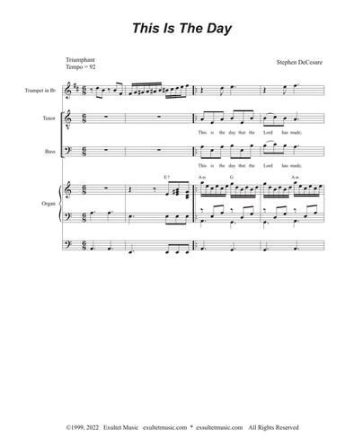 This Is The Day (Duet for Tenor and Bass solo)