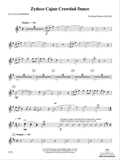 Zydeco Cajun Crawdad Dance: E-flat Alto Saxophone