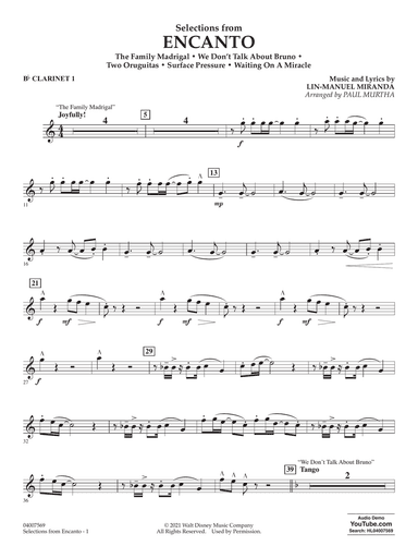 Selections from Encanto (arr. Paul Murtha) - Bb Clarinet 1