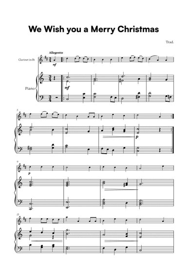 Trad. - We Wish you a Merry Christmas (for Clarinet in Bb and Piano)