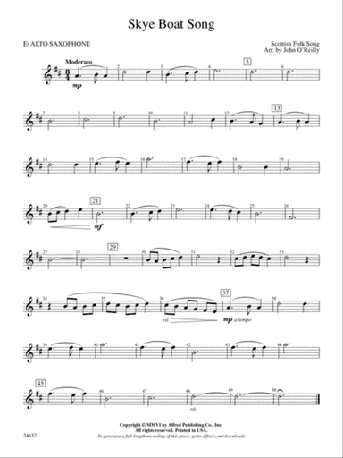 Skye Boat Song: E-flat Alto Saxophone