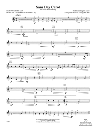 Sans Day Carol: Baritone T.C.