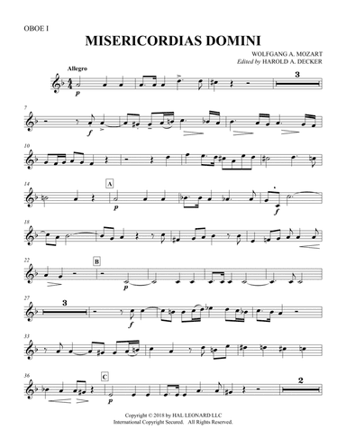 Misericordias Domini (arr. Harold Decker) - Oboe 1