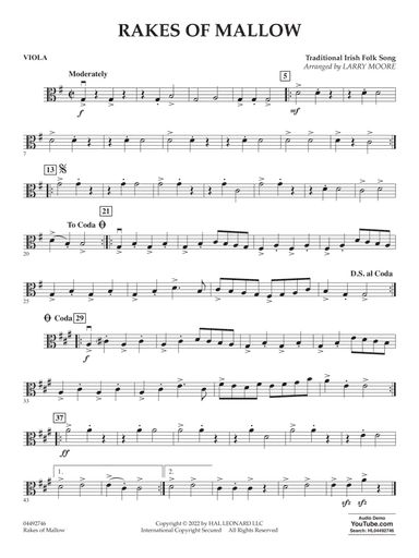 Rakes of Mallow (arr. Larry Moore) - Viola