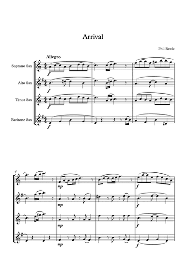 Arrival - Saxophone Quartet