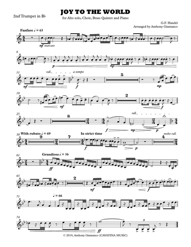 Joy to the World (alto solo, choir, piano, brass quintet) - 2nd Bb TRUMPET PART