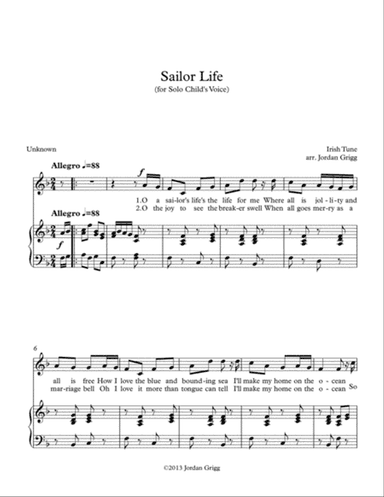 Sailor Life (for Solo Child's Voice)