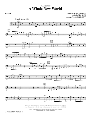 A Whole New World (from Aladdin) (arr. John Leavitt) - Cello