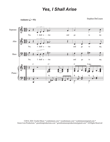 Yes, I Shall Arise (Vocal Trio - (SAB)