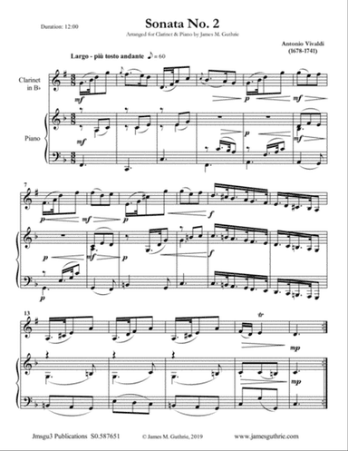 Vivaldi: Sonata No. 2 for Clarinet & Piano
