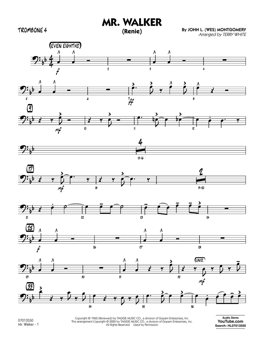 Mr. Walker (arr. Terry White) - Trombone 4