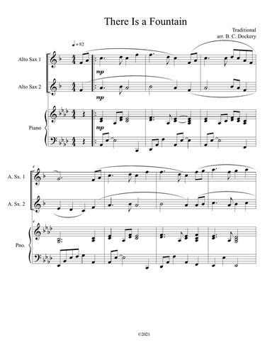 There Is a Fountain (Alto Sax Duet) with piano accompaniment