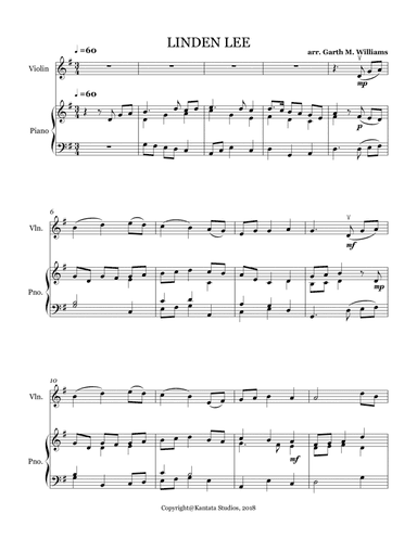 LINDEN LEA FOR VIOLIN AND PIANO