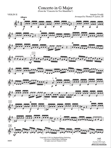 Concerto in G Major (from the Concerto for Two Mandolins): 2nd Violin