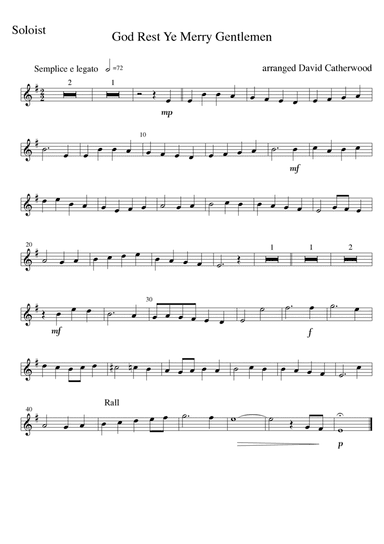 Violin solo - God Rest Ye Merry Gentlemen. A carol with piano accompaniment by David Catherwood