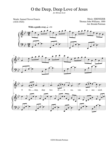 O the Deep Deep Love of Jesus (EBENEZER), Medium-High Voice, arr. Brenda Portman