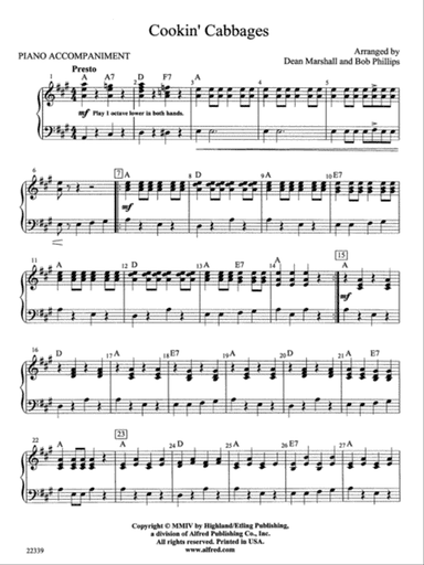 Cookin' Cabbages: Piano Accompaniment