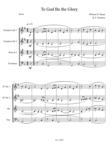 To God Be the Glory (Brass Quartet)