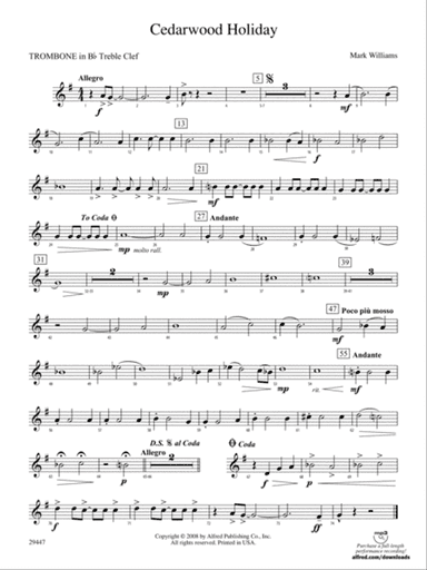 Cedarwood Holiday: (wp) 1st B-flat Trombone T.C.