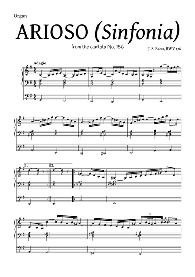 ARIOSO, by J. S. Bach (sinfonia) - for Organ and accompaniment