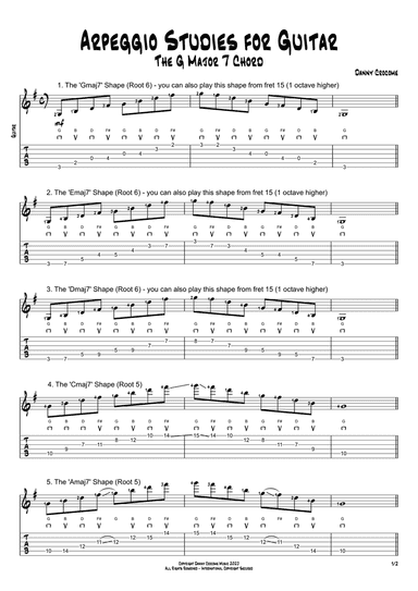 Arpeggio Studies for Guitar - The G Major 7 Chord
