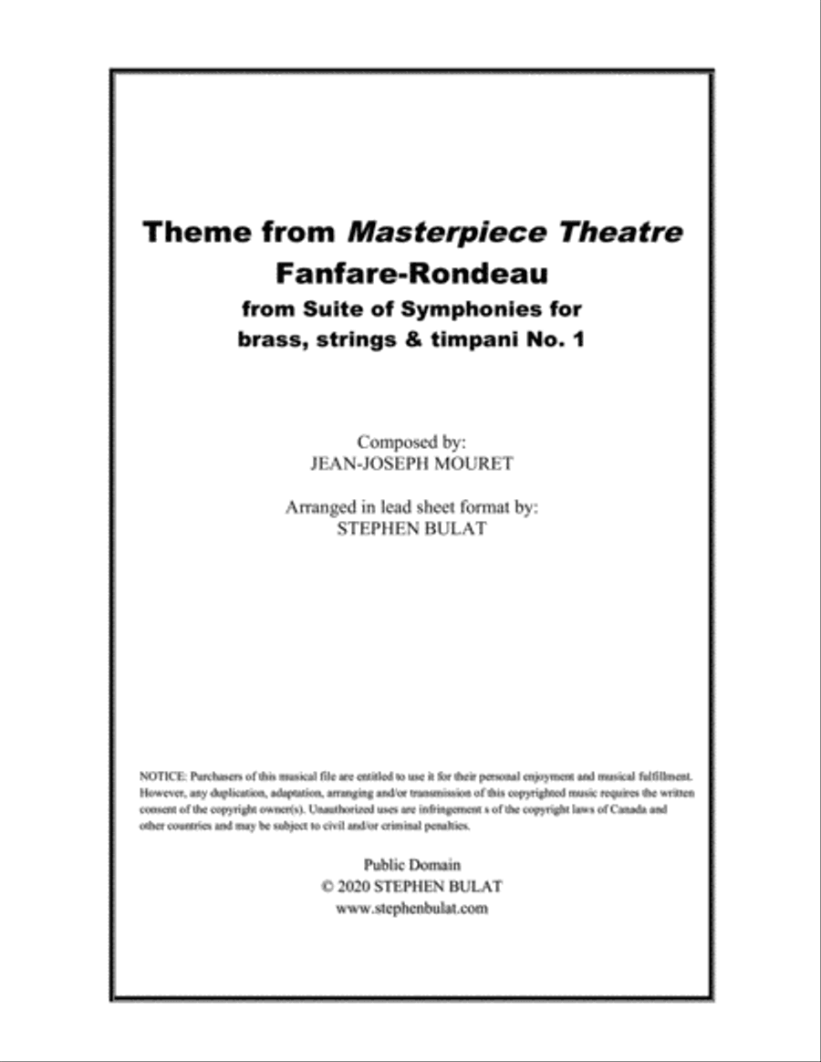 Rondeau (Theme from Masterpiece Theatre) - Lead sheet (key of E)