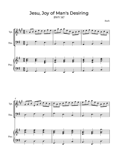 Jesu, Joy of Man's Desiring - Trumpet and Trombone with piano