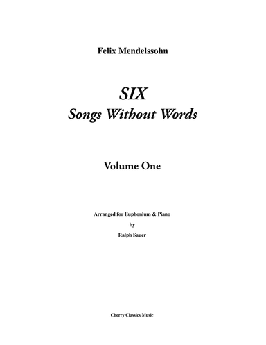 Six Songs Without Words for Euphonium & Piano