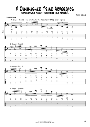F Diminished Triad Arpeggios (5 Ways to Play)