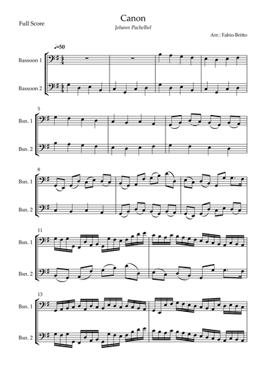 Canon - Johann Pachelbel (Wedding/Reduced Version) for Bassoon Duo