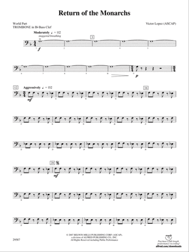 Return of the Monarchs: (wp) 1st B-flat Trombone B.C.