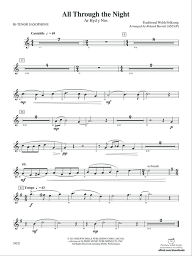 All Through the Night: B-flat Tenor Saxophone