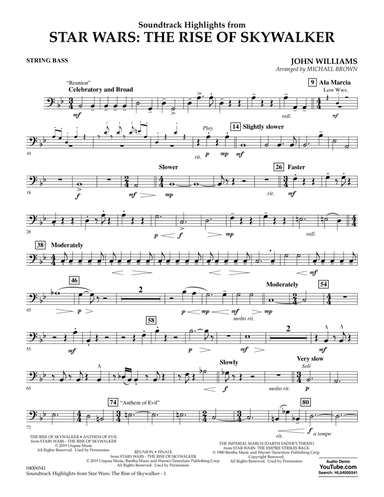 Soundtrack Highlights from Star Wars: The Rise of Skywalker - String Bass